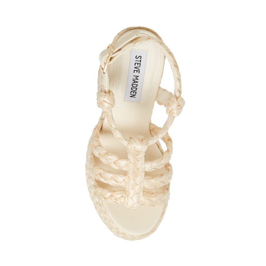 Sandalias de Plataforma Steve Madden Antonella Raffia Mujer Creme | ES ZY149S